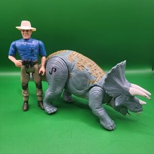 1993 1997 Jurassic Park Dr. Alan Grant Triceratops Lost World Kenner Hasbro